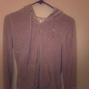 grey “love pink” zip-up jacket with hood